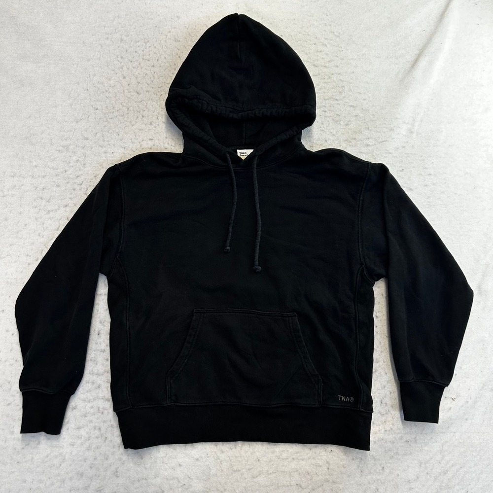 TNA Sweatfleece Terry Fleece Pullover Hoodie Womens XS Black Boyfriend Fit